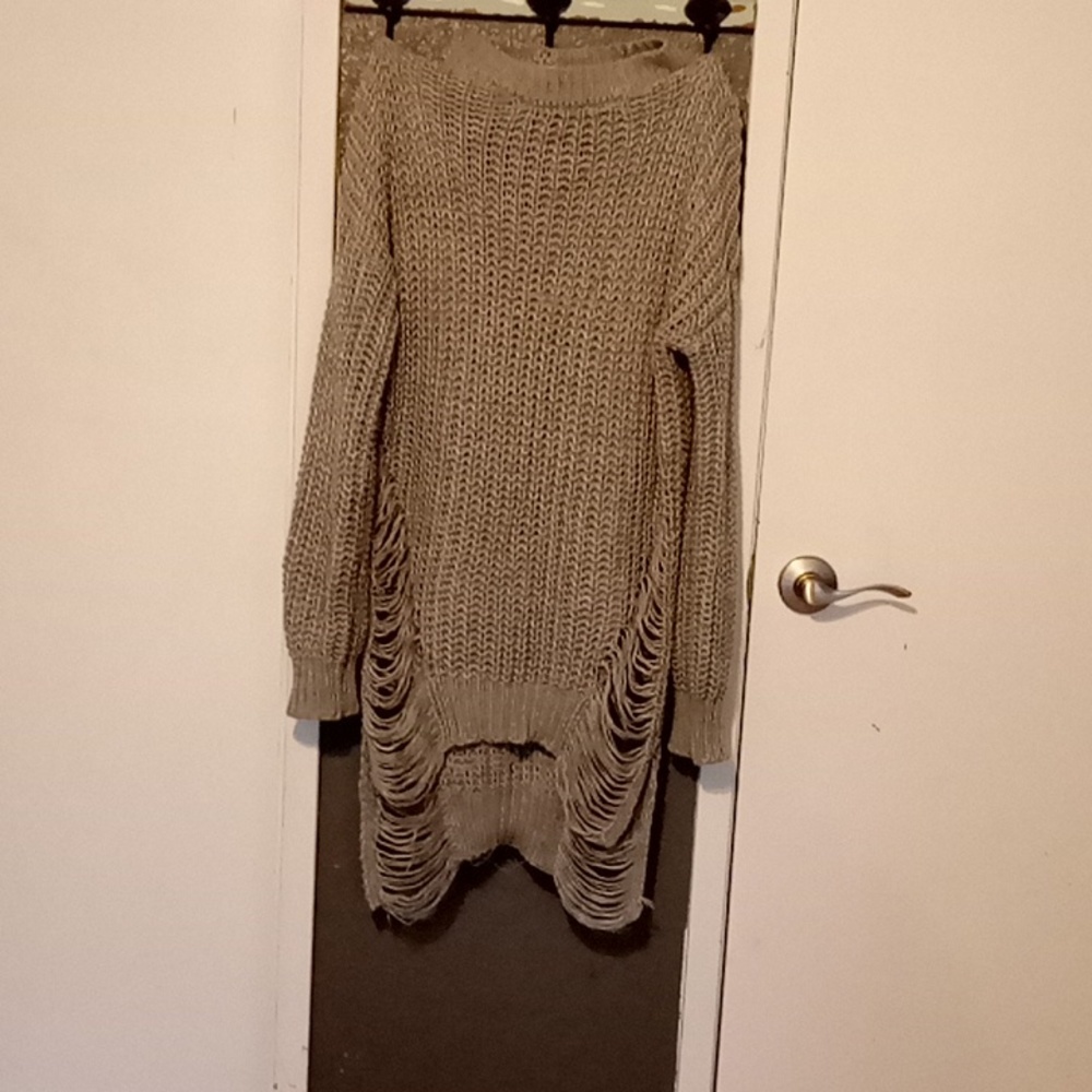 Hi Lo frayed sweater